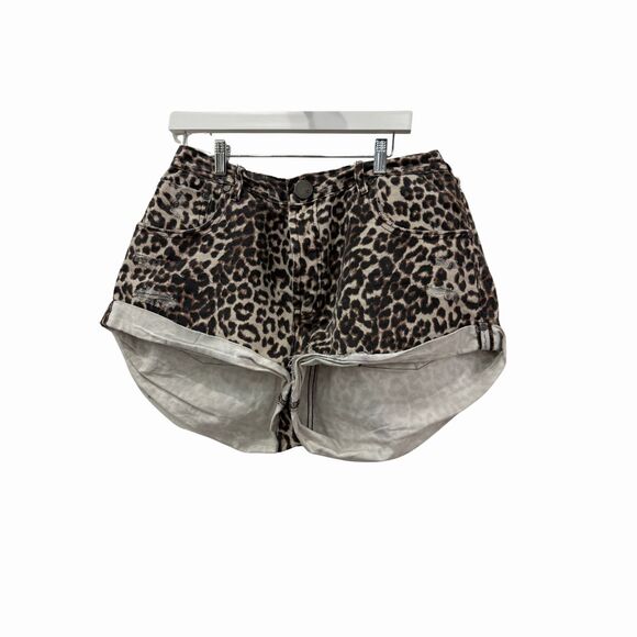 One Teaspoon Bandits Mid Waist Denim Shorts Animal Print Women's Size 34 - Picture 3 of 5